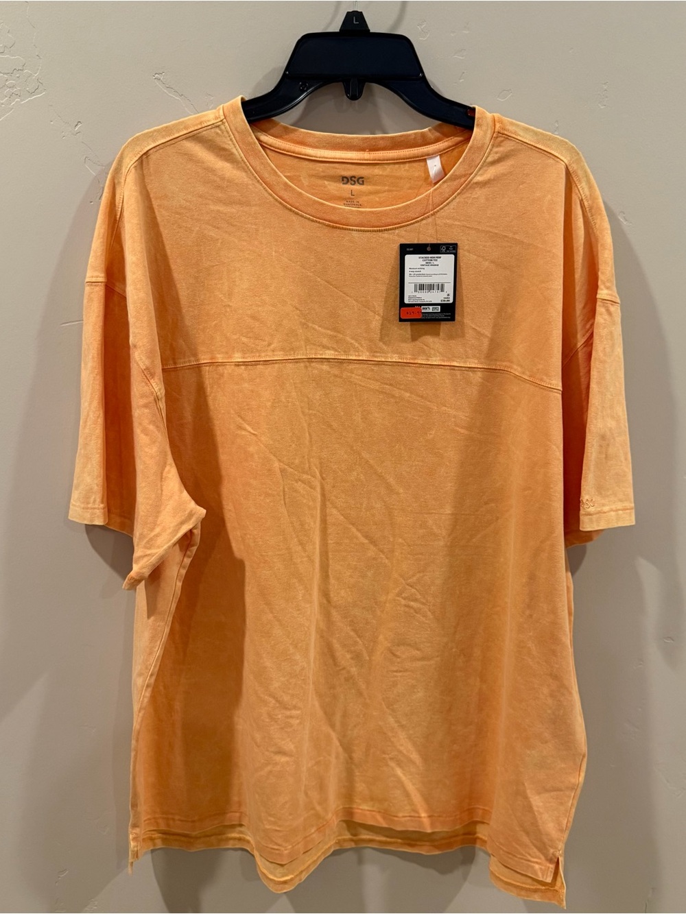 DSG Stacked Hem Perf Cotton Tee, Large, Vintage Orange, 50+ UV Protection